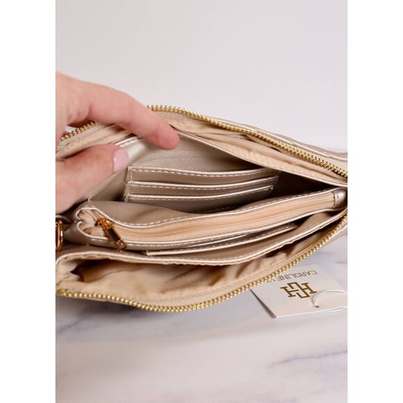 Liz 3 Compartment Crossbody Bag Metallic Crimson - Picture 5 of 6